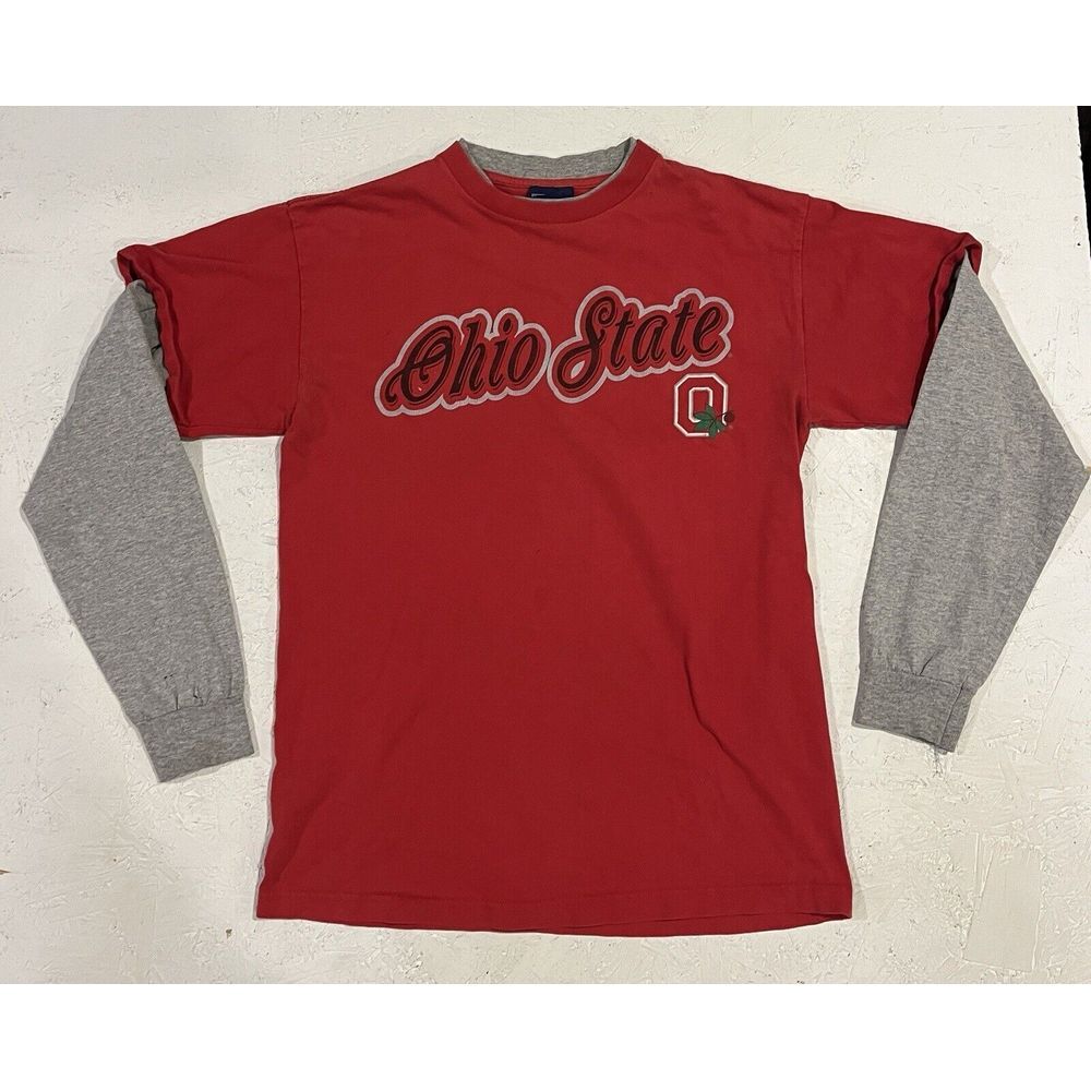 Vtg 90s Men M Script Spell Out Layered Ohio State University Long Sleeve T-Shirt